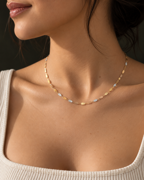 Cadena de oro 10k tres oros, mirror chain
