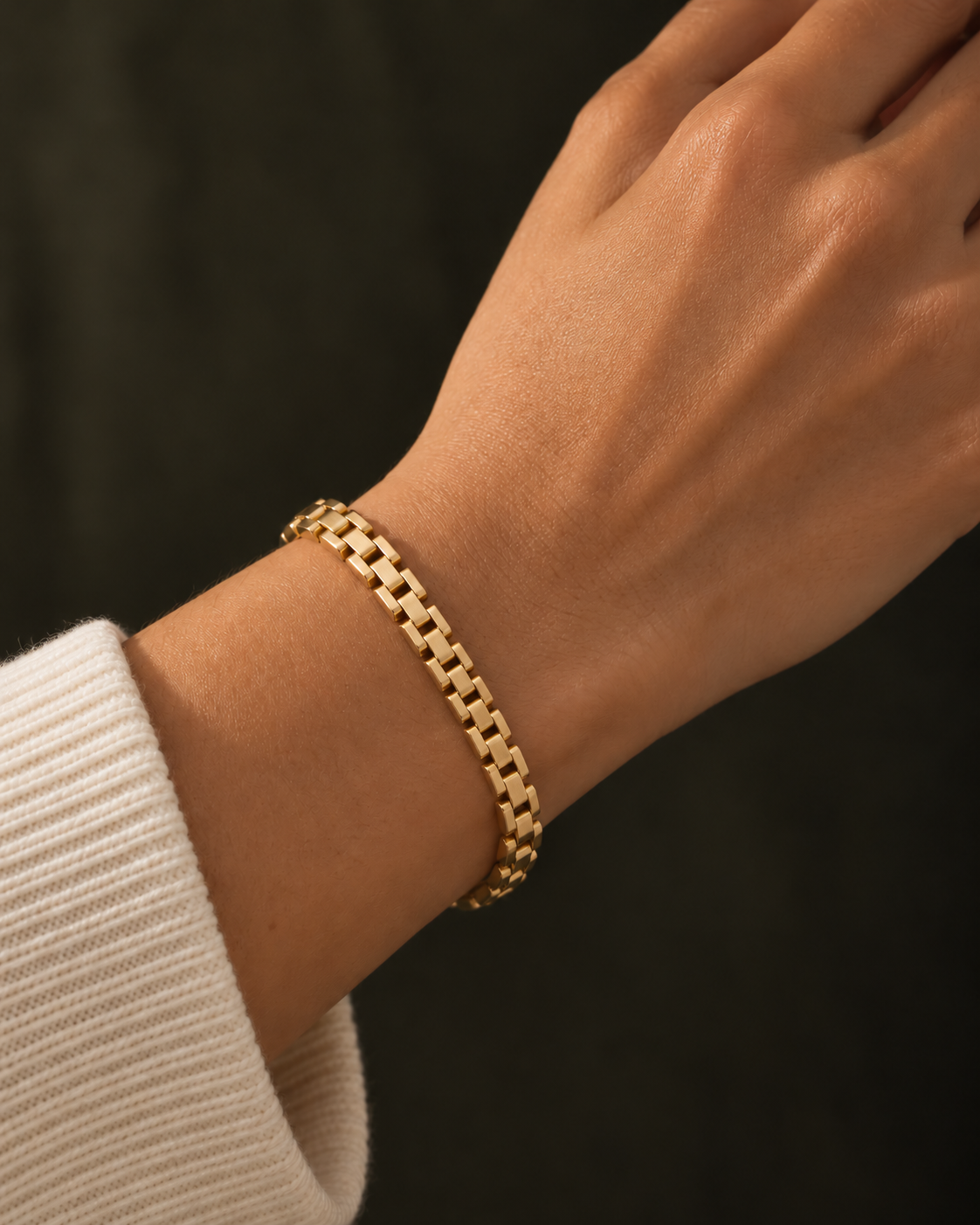 Pulsera de oro 10k tejido ladrillo